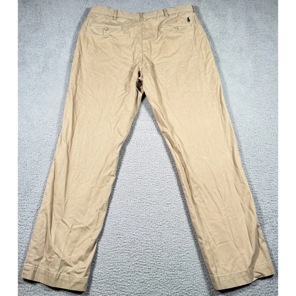 Vintage Polo Ralph Lauren Preston Chinos Mens 36x34 Fits 36x32 Beige Khaki Pants